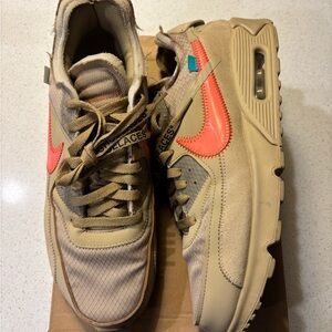 Off-White Beige and Coral Sneakers